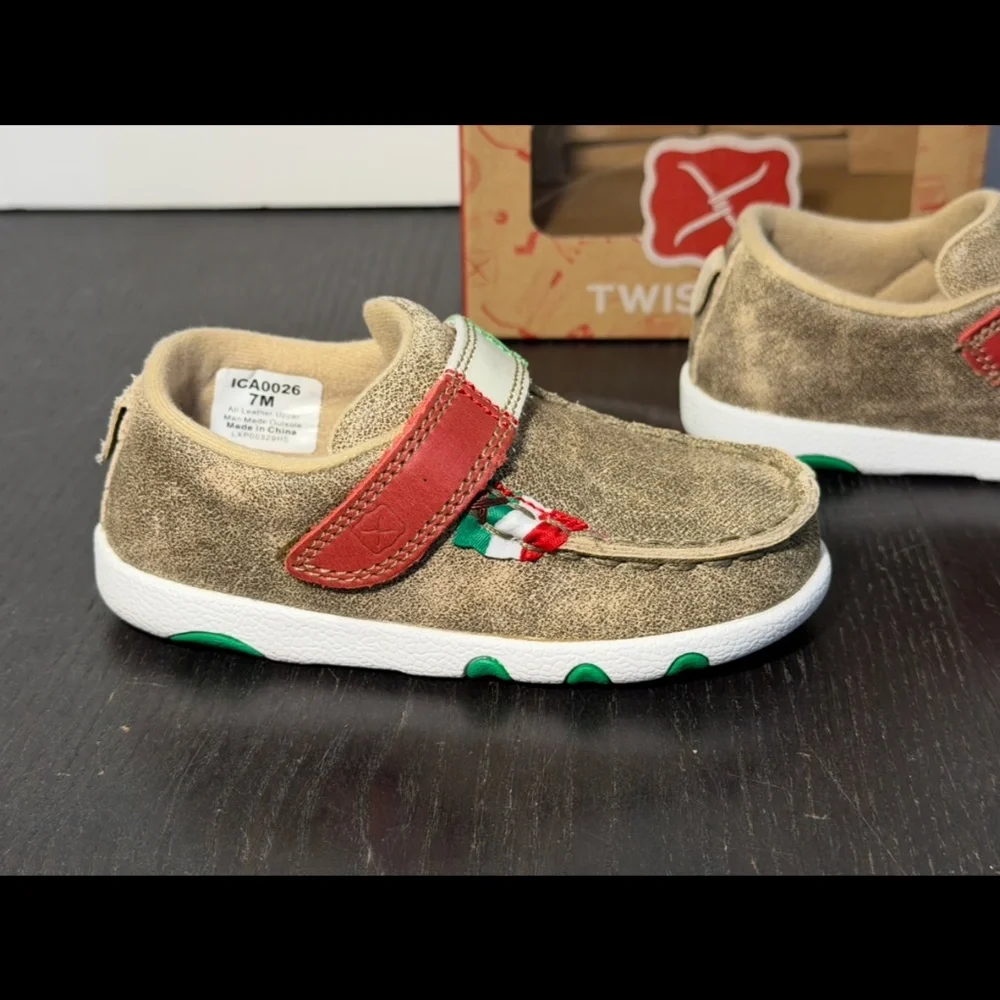 Twisted X Driving Moc Leather Shoes Dusty Tan/Multicolor Infants/Toddler 7M